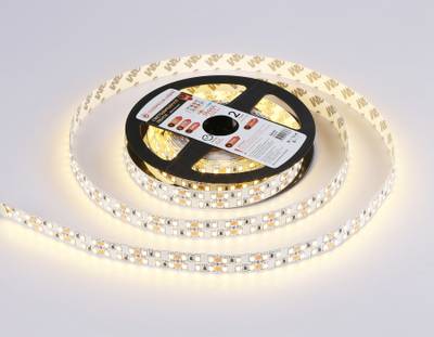 Светодиодная лента двухрядная GS1701 2835 240Led/ 24W m/ 12V IP20 3000K/ 5000*10*1.2mm/ кратность резки 25mm (2 конт.)