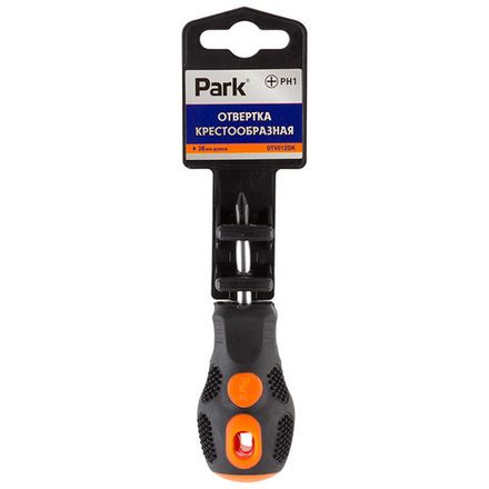 Отвертка Park Strom PH1х3,8см, двухкомпонентная рукоятка OTV012DK, крестовая (Минимальная отгрузка 12 шт)