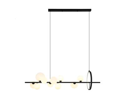 07608-10A,19(01) Люстра Иона черный (плафоны белые матовые) w120*28 h30-200 G9 10*5W+ Led 17W (4000K) (Led) (лампами не комплектуется)