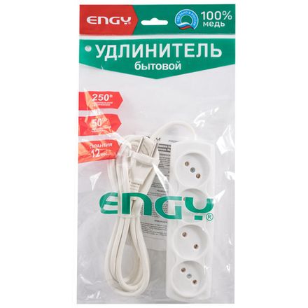 Удлинитель ENGY "Премиум" 3м/4роз. (ПВС 2х0,75)