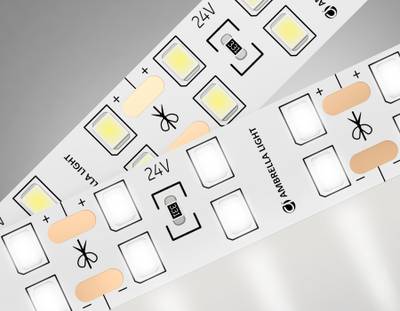 Светодиодная лента двухрядная GS3602 2835 204Led/ 20W m/ 24V IP20 4500K/ 5000*14*1.2mm/ кратность резки 72mm (2 конт.)