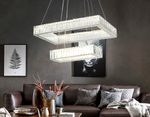 Подвесная светодиодная люстра с хрусталем TR5005/2 CH/CL хром/прозрачный 90W 3000K/4200K/6400K 600*400*950 (Без ПДУ)