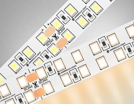 Светодиодная лента двухрядная GS3701 2835 240Led /24W m/ 24V IP20 3000K/ 5000*14*1.2mm/ кратность резки 50mm (2 конт.)