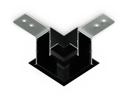 Коннектор угловой для встраиваемого шинопровода под ГКЛ 12,6мм Magnetic 220V GL1040 BK черный 80*80*47 (соединители в комплекте)