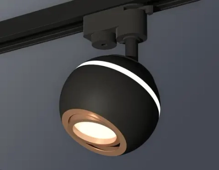 Комплект трекового однофазного светильника с подсветкой XT1102024 SBK/PPG черный песок/золото розовое полированное MR16 GU5.3 LED 3W 4200K (A2521, C1102, N7005)