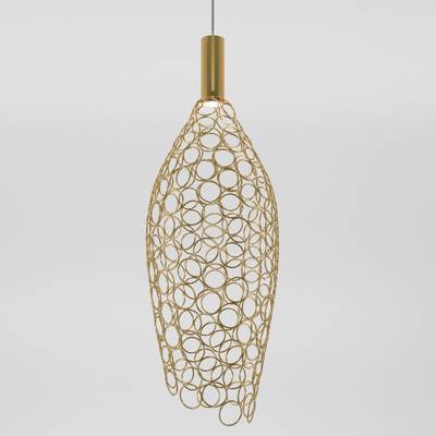 Подвесной светодиодный светильник с металлическим плафоном 90380/1 золото