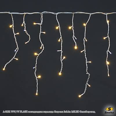 A-012R WW/W FLASH светодиодная гирлянда "бахрома" 3х0.6м 140LED белый провод