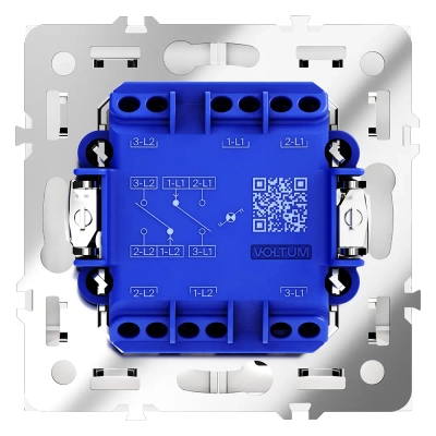 VLS020402 Проходной переключатель встраиваемый VOLTUM S70 двухклавишный с подсветкой 10А, (белый матовый). (ТМ Maytoni)