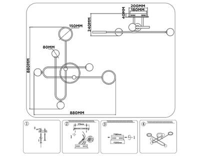 Потолочный светодиодный светильник со сменной лампой и пультом управления FL66232/6 BK черный 48W 3000K-6400K+G9/4 880*880*240 (ПДУ ИК)