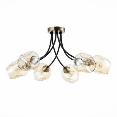 SLE205302-06 Светильник потолочный Бронза, Черный/Янтарный E14 6*40W