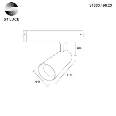 ST660.496.20 Светильник трековый Черный LED 1*20W 2700K-6000K 1 065Lm Ra&gt;90 36 IP20 D60xH140 220V