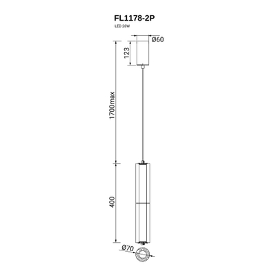 Подвесной светильник Instante Chrome FL1178-2P, LED