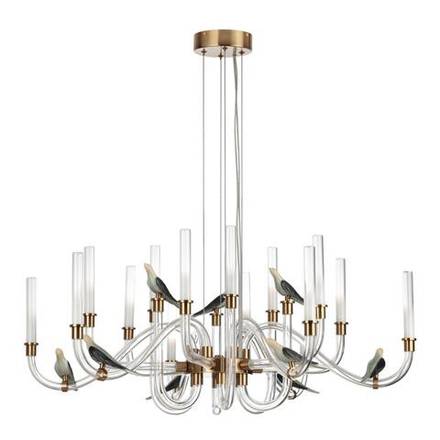 5431/37L L-VISION ODL_EX24 093 золотой(под латунь)/белый градиент/беж./зеленый/ металл/стекло/керамика Люстра LED 37W 4000K LARK