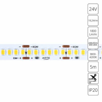 Светодиодная лента 24V 19,2W/m 4000К 5м Arte Lamp TAPE A2424010-02-4K, LED