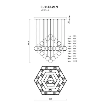 Подвесная люстра Etereo FL1113-21N, LEDх21