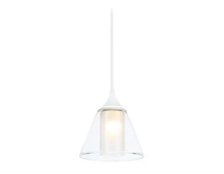 Светильник подвесной TR3551 WH/CL/FR белый/прозрачный/белый матовый E27 max 40W D160*800