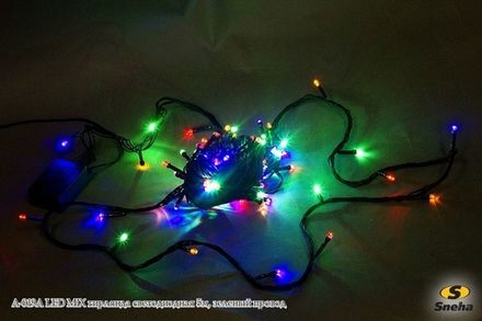 A-019A LED MIX гирлянда светодиодная 5м, зеленый провод