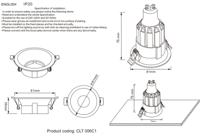 Светильник встраиваемый Crystal Lux CLT 006C1 WH 1400/167