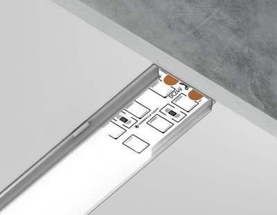 Алюминиевый профиль накладной GP1500AL серебро/матовый рассеиватель 2000*18*4, 2 заглушки, 4 крепления в комплекте (для ленты до 15мм)