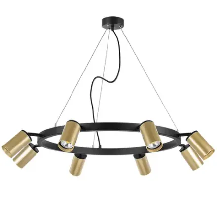 LR018408 Люстра RULLO 8х50W GU10 ЧЕРНЫЙ/ЗОЛОТО (571018+214440-8)