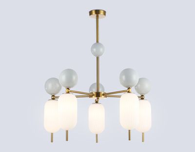 Светильник на штанге LH53104/5 BS/GR/FR латунь/серый/белый матовый G9*5 max 28W D650*750