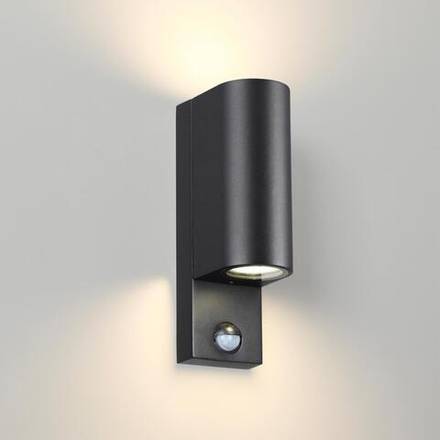 4390/2W HIGHTECH ODL23 731 черный/металл/пвх стойкий к УФ излучению Настенный светильник с датчиком движения IP44 LED GU10 14W MOTTO