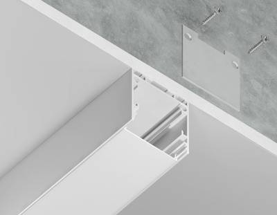 Алюминиевый профиль накладной/подвесной "Profile System" GP2500WH белый/матовый рассеиватель 2000*25*25, 2 заглушки, 4 крепления в комплекте (для ленты до 23мм)