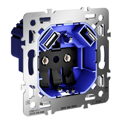 VLS0405M Механизм розетки с заземлением и защитными шторками 16А, с USB A+C, S70. (ТМ Maytoni)