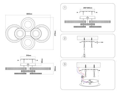 Потолочный светодиодный светильник с пультом FA8874/4+2 WH белый 3000K-6400K 76W 800*570*165 (ПДУ ИК)