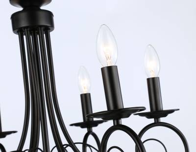 Светильник подвесной TR9612/6 BK черный E14/6 max 40W D560*650