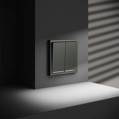 VLS020406 Проходной переключатель встраиваемый VOLTUM S70 двухклавишный с подсветкой 10А, (титан). (ТМ Maytoni)