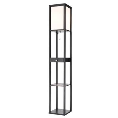 8092/1F COMFI LN25 черный/белый, дерево/текстиль Торшер Е27 1*60W 220V PRACTIC