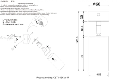 Светильник потолочный Crystal Lux CLT 015CW1R BL 1400/231