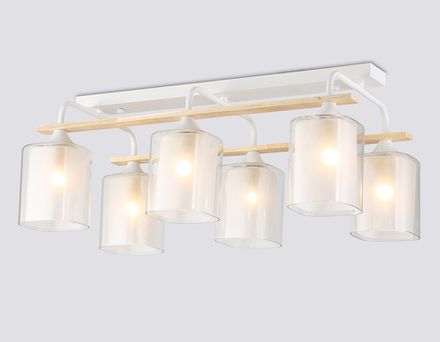 Светильник потолочный TR3033247/6 WH/WD белый/дерево E27/6 max 60W 580*340*245