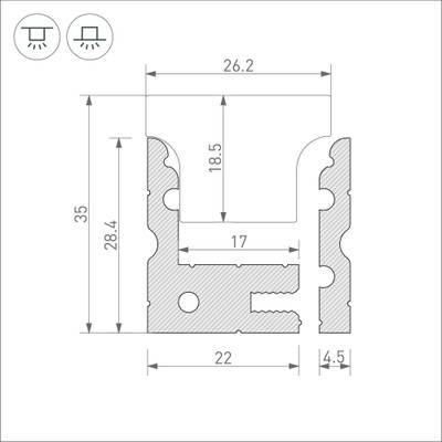 Профиль ARH-FLOOR27-H28-2000 ANOD (Arlight, Металл)
