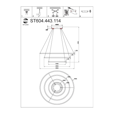ST604.443.114 Светильник подвесной ST-Luce Черный/Белый LED 1*114W 4000K
