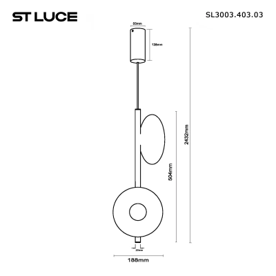 SL3003.403.03 Светильник подвесной ST-Luce Черный/Оранжевый, Черный LED 3*2W 3000K