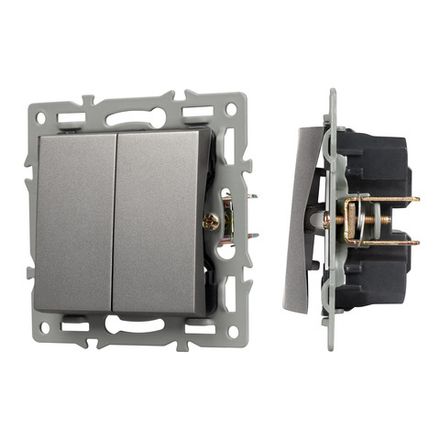 Механизм выключателя двухклавишный проходной SWT-MKP2-PL-GR (250V, 16A) (Arlight, -)