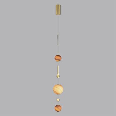 5457/5L MODERN ODL_EX26 светлая сатин.латунь/белый/бежевый/коричневый/металл/стекло Подвес LED x 5W 2500K CALLISTO