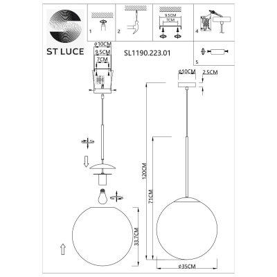 SL1190.223.01 Подвес ST-Luce Золотистый/Прозрачно-белый E27 1*60W