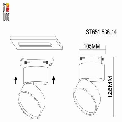 ST651.536.14 Св-к трек. Белый LED 1*14W 3000K 1 100Lm Ra>90 120° IP20 D104xH128 170-240VV