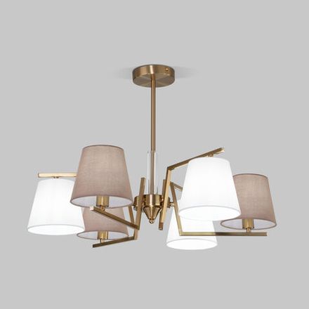 Умная потолочная люстра с тканевыми абажурами 60149/6 латунь