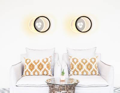 Настенный светодиодный светильник с хрусталем FA228 WH белый LED 4200K+4200K/6400K 28W 220*170*50