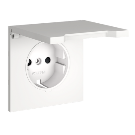 VLS000802 Накладка для розетки с заземлением, защитными шторками и крышкой, S70 (белый матовый). (ТМ Maytoni)