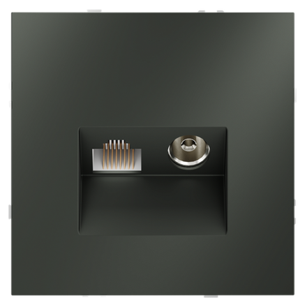 VLS060706 Розетка телевизионная встраиваемая VOLTUM S70 TV+RJ45 кат. 6, (титан). (ТМ Maytoni)