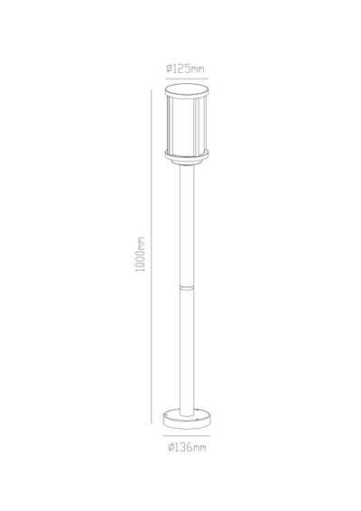 Парковый светильник Arte Lamp TORONTO A1036PA-1BK, 1хE27