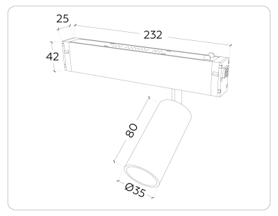Светильник светодиодный диммируемый для шинопровода Magnetic 220V GL1202 BK черный IP20 7W 3000K-6400K 36° D35*80 (Без ПДУ)