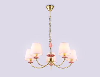 Светильник подвесной LH75024/5 GD/PI золото/розовый E14/5 max 40W D700*780