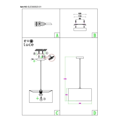 SLE300553-01 Светильник подвесной Никель/Золотистый, Светло-бежевый E27 1*40W