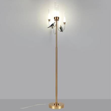 5431/12FL L-VISION ODL_EX25 095 золотой(под латунь)/белый градиент/беж./зеленый/ металл/стекло/керамика Торшер LED 12W 4000K LARK